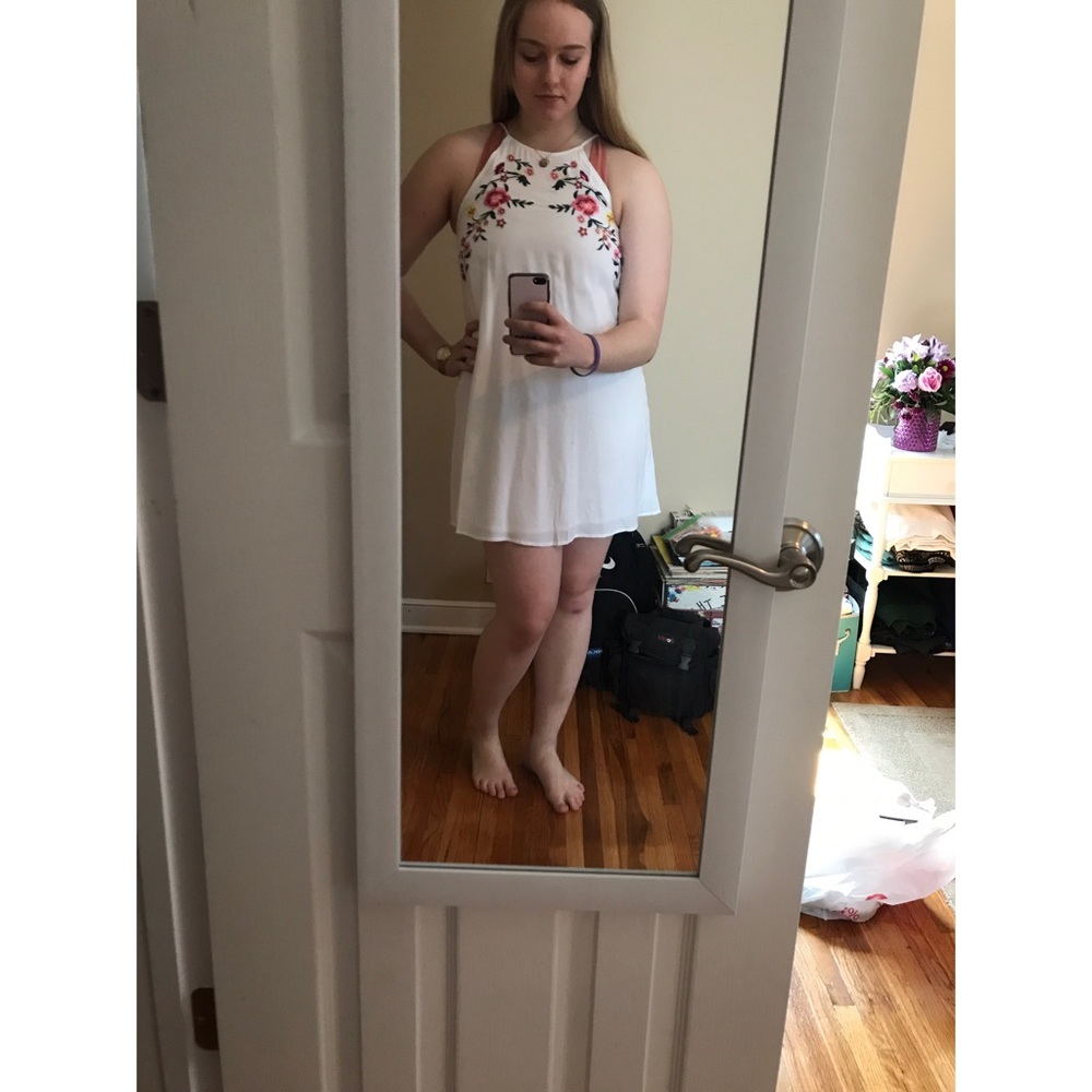 White floral embroidered dress